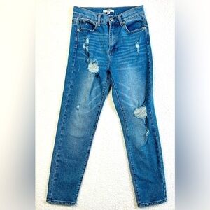 Papaya Rip and Repair Skinny High Rise Jeans Size 3 Juniors Med Wash Distressed